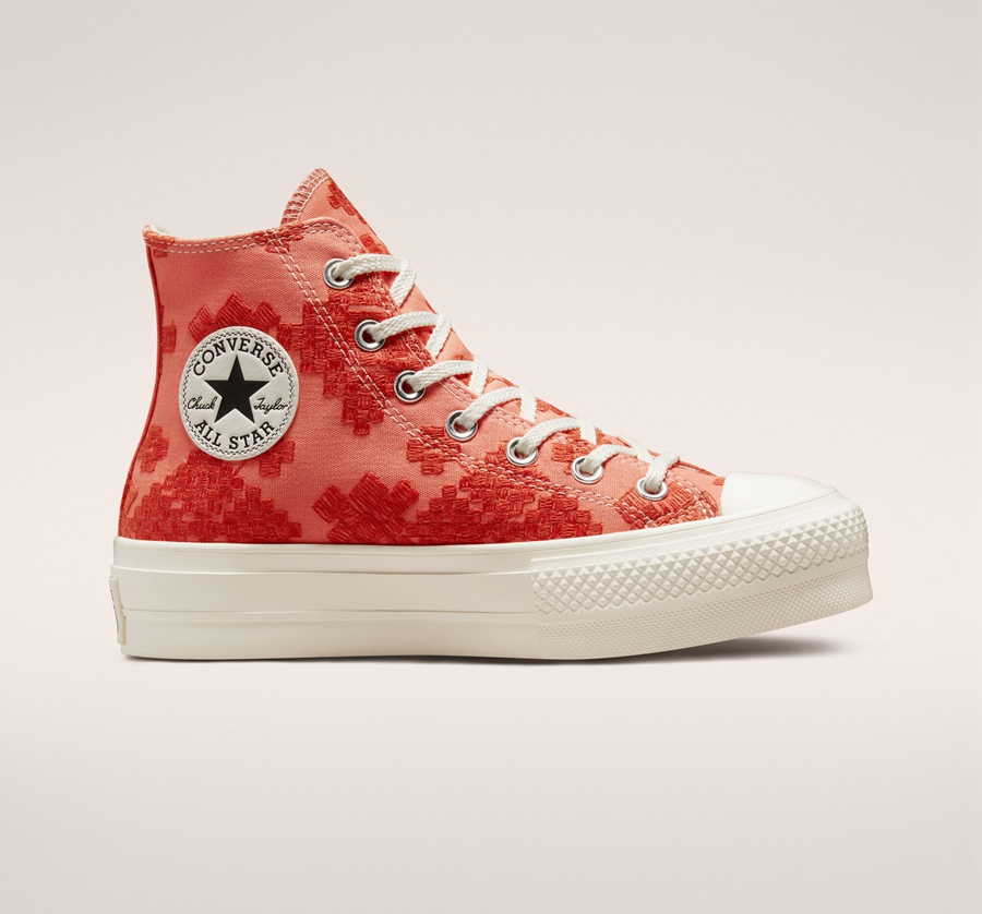 Converse Chuck Taylor All Star Lift Platform Tonal Embroidery Rojas | A58028O